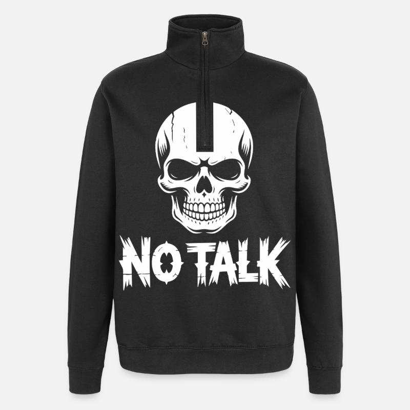 Skull No Talk - Quarter-Zip-Sweatshirt - Schwarz