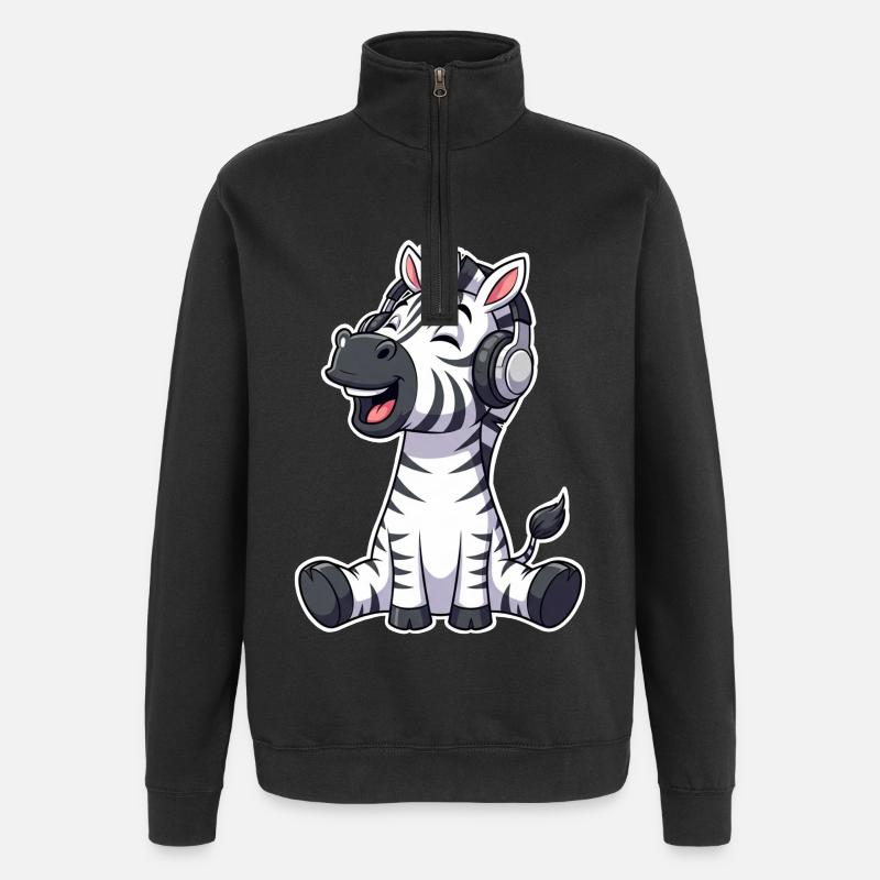 Musique zèbre - Sweat à zip 1/4 - noir