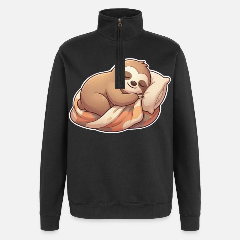 Faultier Schlafen - Quarter-Zip-Sweatshirt - Schwarz