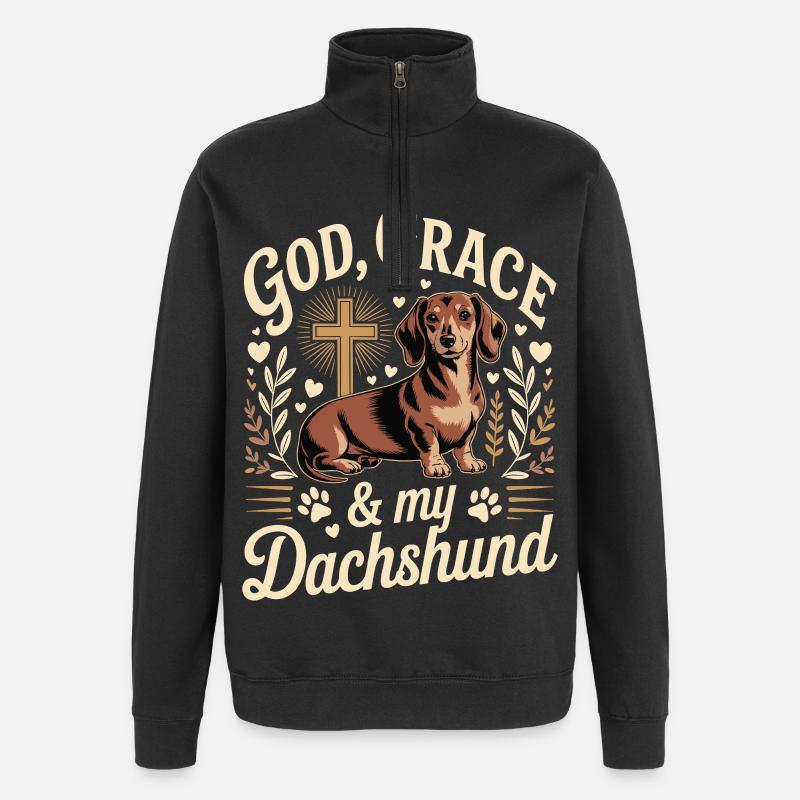 God Grace Teckel - Sweat à zip 1/4 - noir