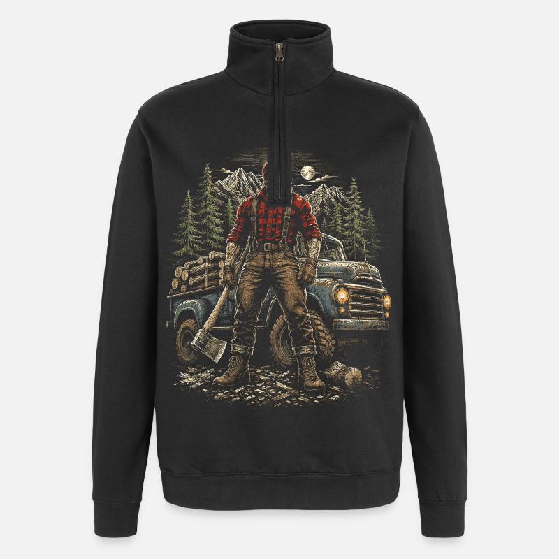 Bûcherons, coupe-arbres, bûcherons, - Sweat à zip 1/4 - noir