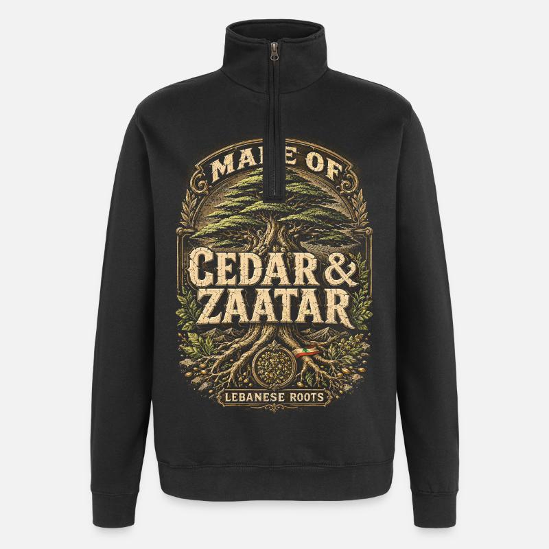 Libanon Libanese Cedar & Zaatar - Quarter-Zip-Sweatshirt - Schwarz