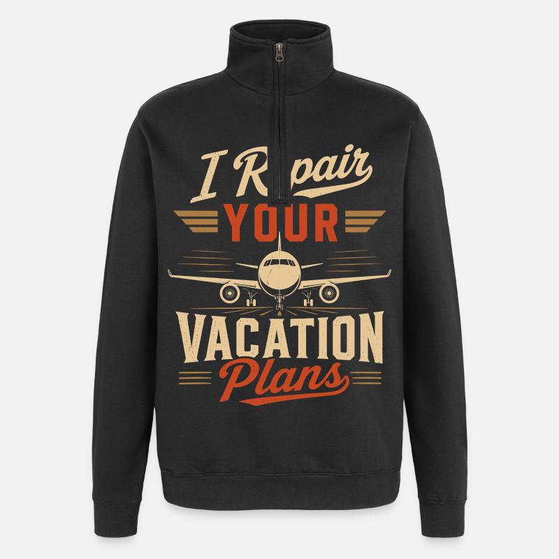 Luftfahrt Technik Flugzeugwartung Experte - Quarter-Zip-Sweatshirt - Schwarz