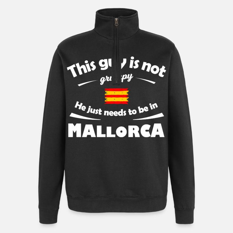 Mallorca Island Happiness – Not Grumpy - Quarter-Zip Sweatshirt - black