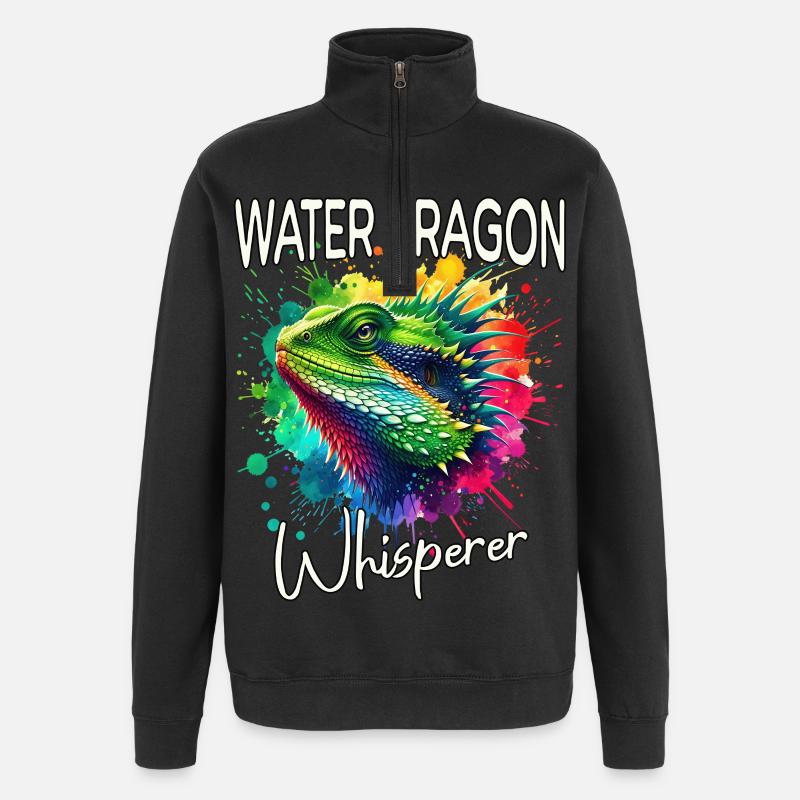 Chinesische Wasseragame Flüsterer - Quarter-Zip-Sweatshirt - Schwarz