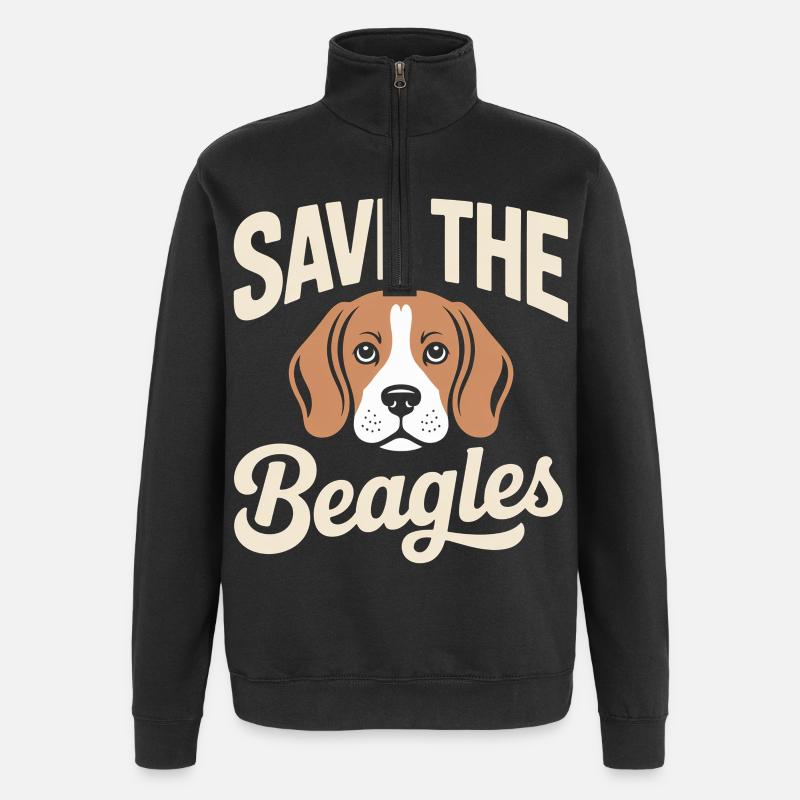 Sauvez les Beagles Beagle Face Tee - Sweat à zip 1/4 - noir