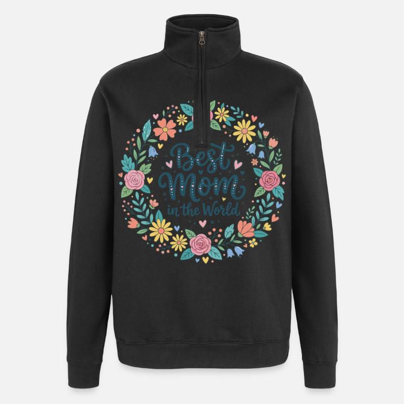 Best Mom - Sweat à zip 1/4 - noir