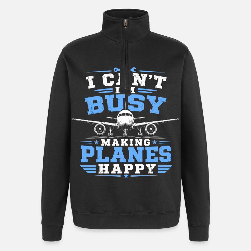 Luftfahrt Mechanik Flugzeug Techniker - Quarter-Zip-Sweatshirt - Schwarz