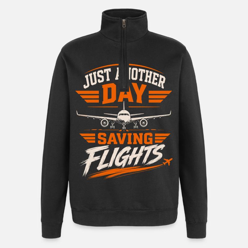 Luftfahrt Technik Wartung Flugzeug Profi - Quarter-Zip-Sweatshirt - Schwarz
