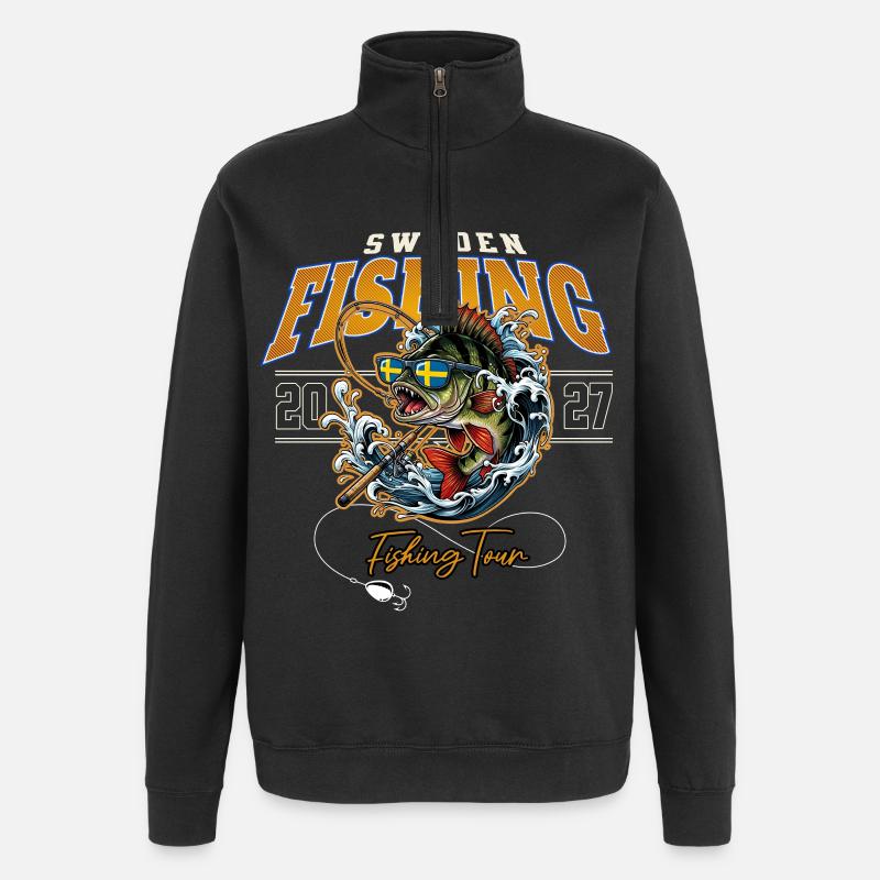 Pêche en Suède 2027 - Sweat à zip 1/4 - noir