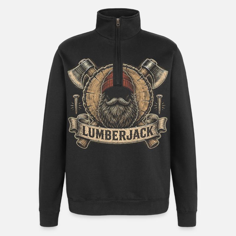 Bûcherons, coupe-arbres, bûcherons, - Sweat à zip 1/4 - noir