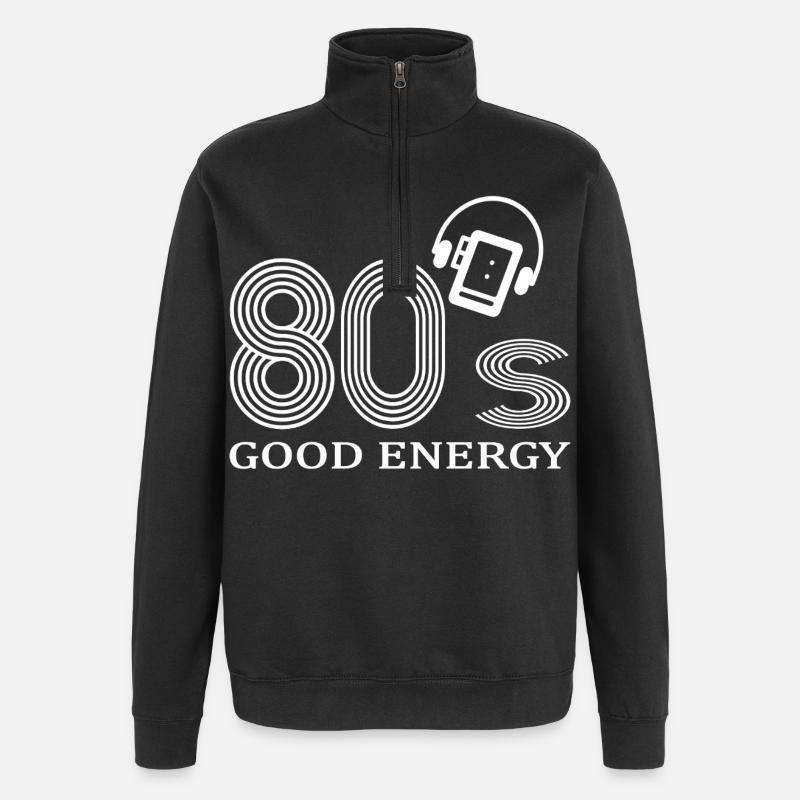années 80 - Sweat à zip 1/4 - noir