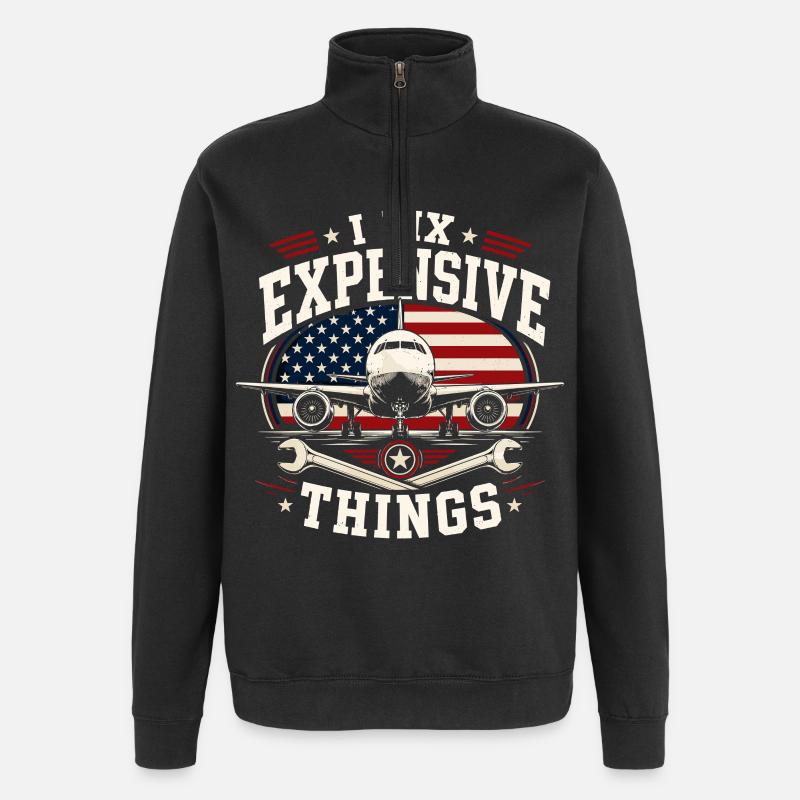 Flugzeugtechniker Instandhaltung Luftfahrt - Quarter-Zip-Sweatshirt - Schwarz