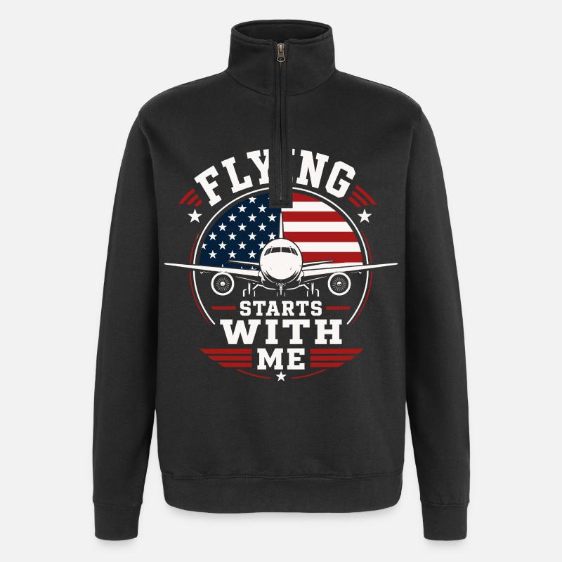 Flugzeug Mechanik Luftfahrt Technik - Quarter-Zip-Sweatshirt - Schwarz