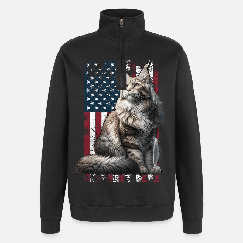 Maine Coon US Maine Coon - Sweat à zip 1/4 - noir