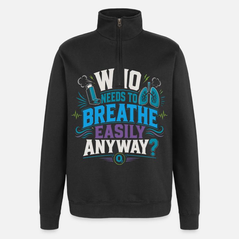 Asthme Asthmatiques - Sweat à zip 1/4 - noir
