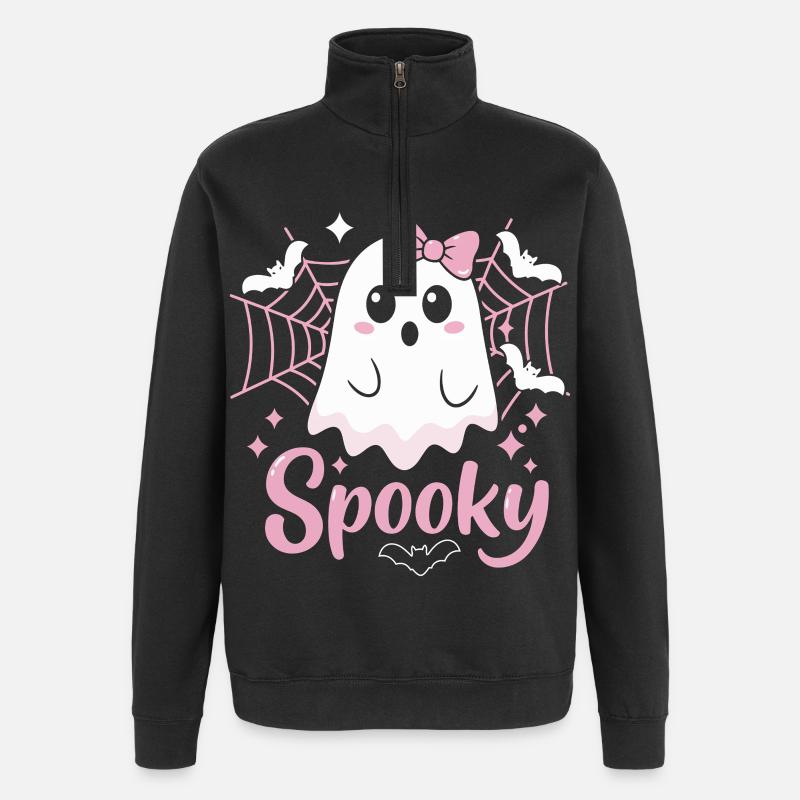 Spooky Ghost Halloween - Quarter-Zip-Sweatshirt - Schwarz