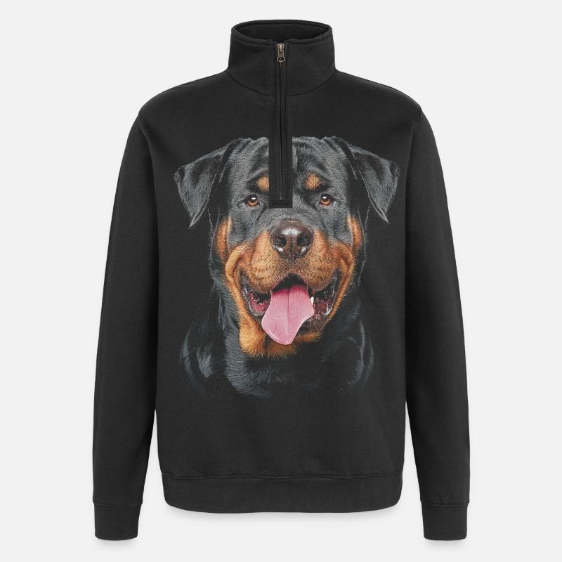 Rottweiler Chien - Sweat à zip 1/4 - noir