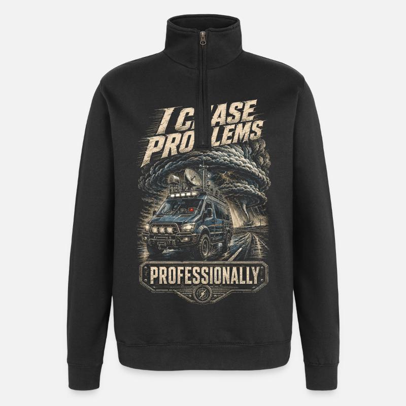 Sturmjäger Meteorologe - Quarter-Zip-Sweatshirt - Schwarz