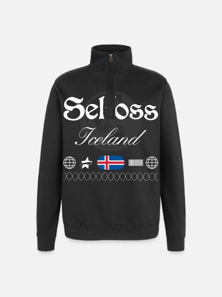 Selfoss Island Streetwear Travel Souvenir - Quarter-Zip Sweatshirt - black