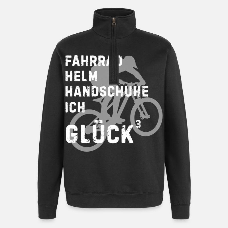 Fahrradhelden Silhouette mit Text - Quarter-Zip-Sweatshirt - Schwarz
