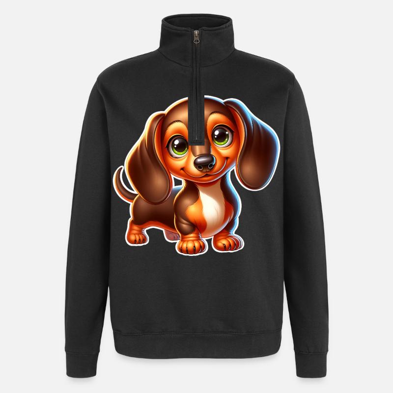 Dackel - Quarter-Zip-Sweatshirt - Schwarz