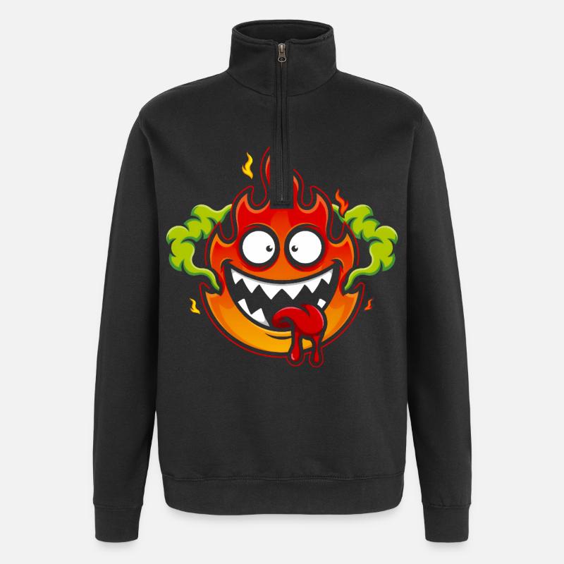 Crazy Fire Monster - Quarter-Zip-Sweatshirt - Schwarz