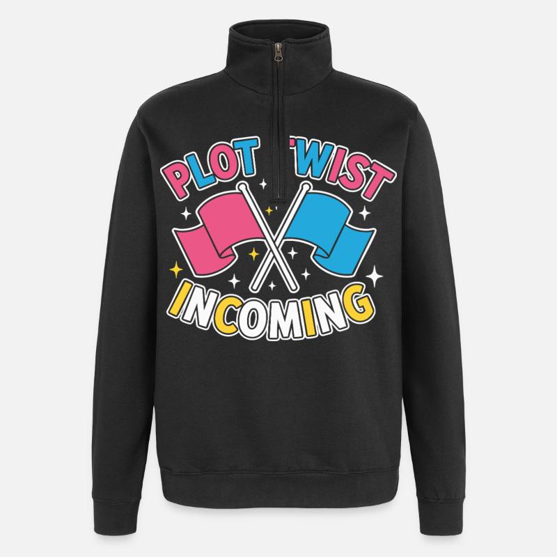 Geschlechter-Enthüllung Plot-Twist – Team Pink Team - Quarter-Zip-Sweatshirt - Schwarz