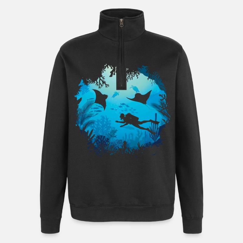 Plongée océanique - Sweat à zip 1/4 - noir
