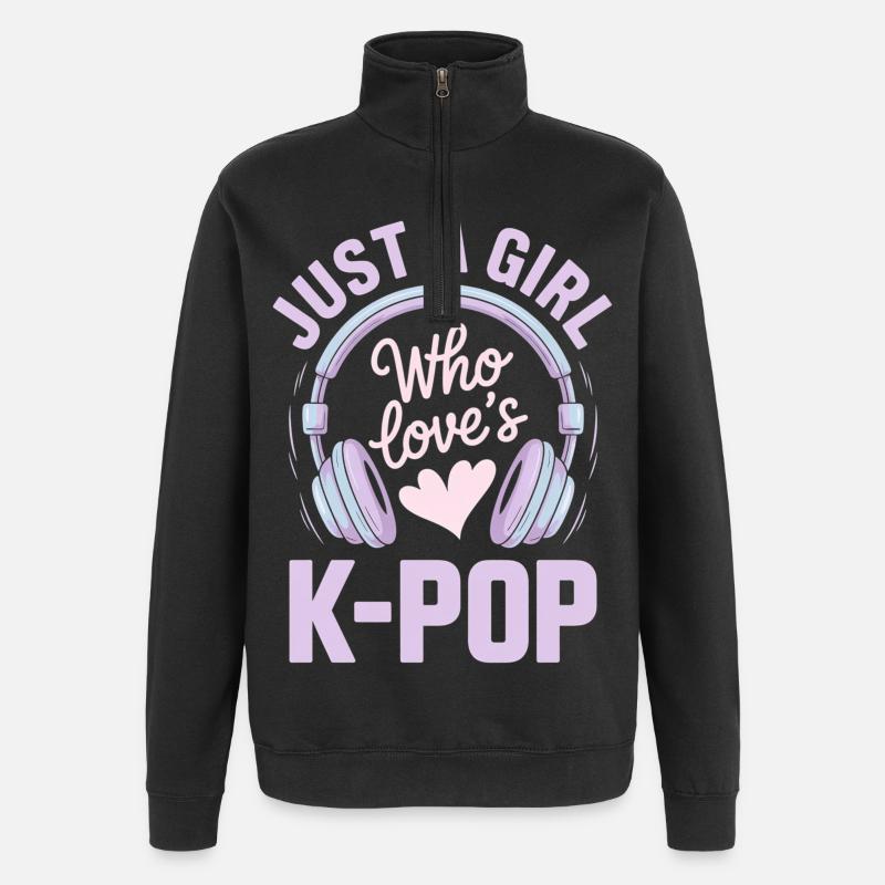 k pop - Sweat à zip 1/4 - noir