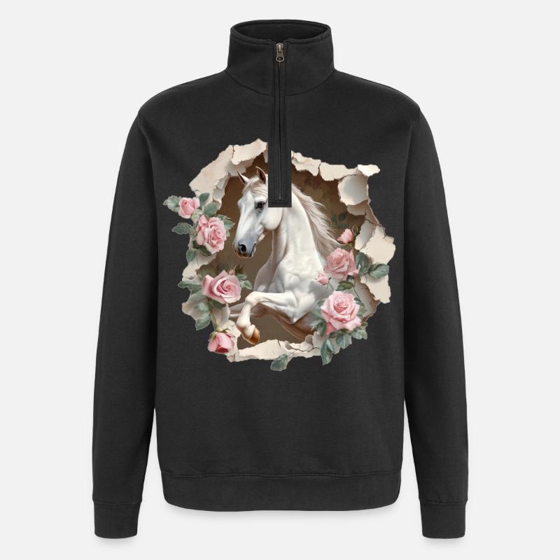 Pferd - Quarter-Zip-Sweatshirt - Schwarz