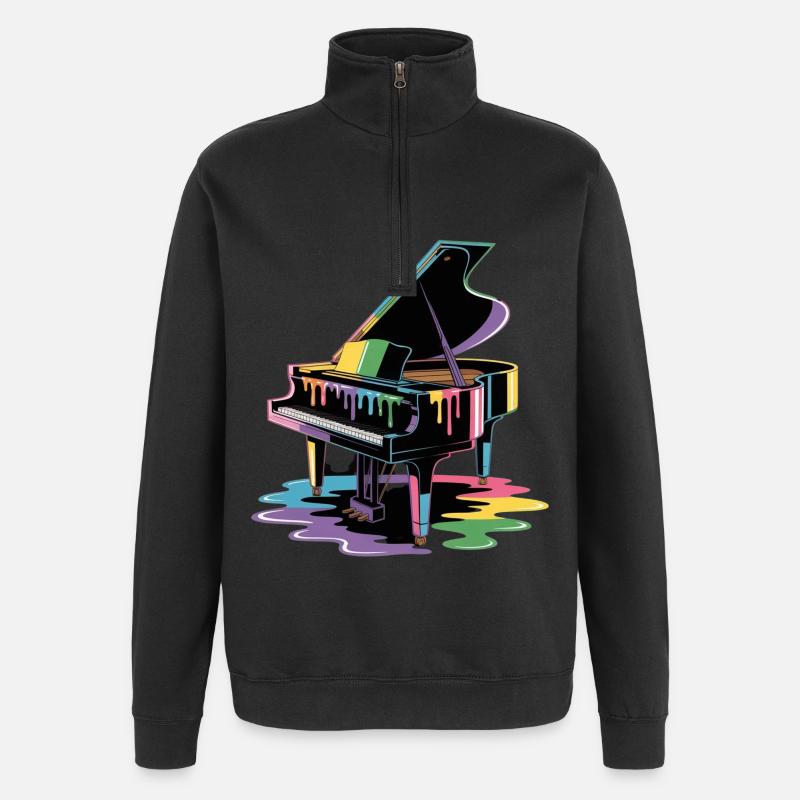 piano - Sweat à zip 1/4 - noir