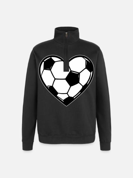 Herzball Fußball-Liebe - Quarter-Zip-Sweatshirt - Schwarz