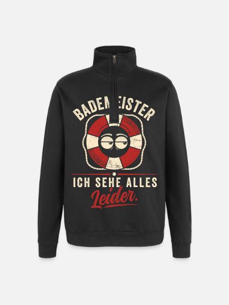 Ich sehe alles. Leider. - Quarter-Zip-Sweatshirt - Schwarz