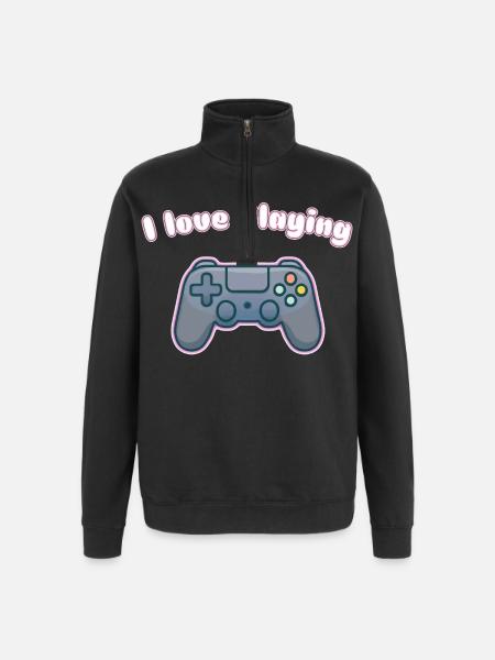 I Love Playing - Gaming Controller Design - Quarter-Zip Sweatshirt - black