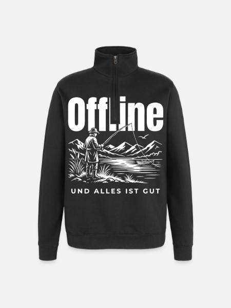 Offline Genuss - Quarter-Zip-Sweatshirt - Schwarz