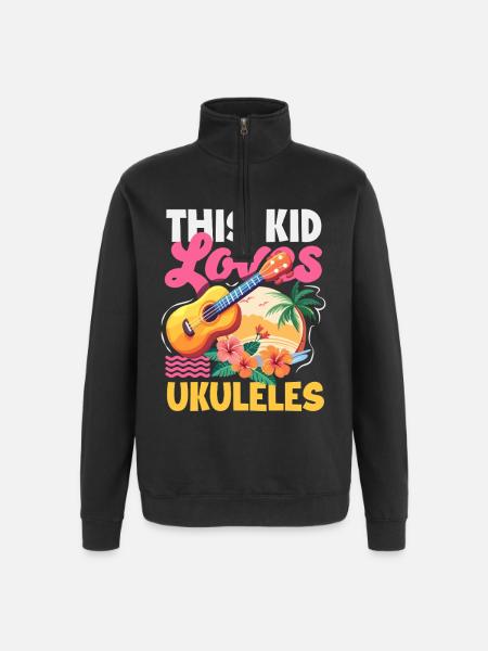 Lustiges Ukulele Designs Und Sprüche - Quarter-Zip-Sweatshirt - Schwarz