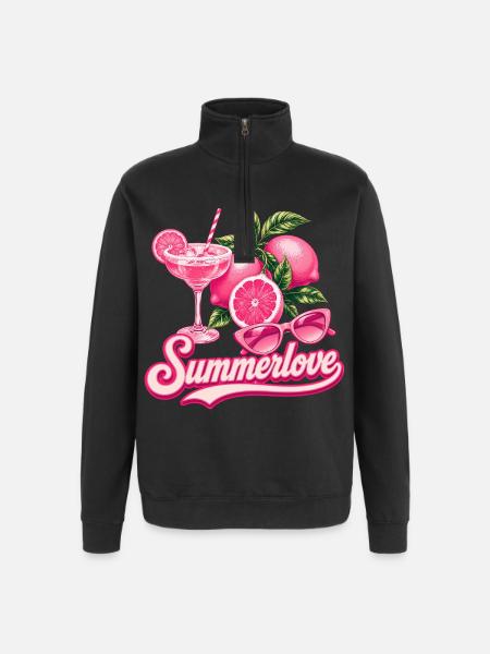Summer Love | Pink Cocktail Summer Design - Quarter-Zip Sweatshirt - black