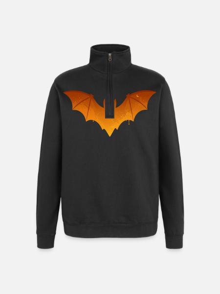 Bat Orange Halloween Costume Spooky - Quarter-Zip Sweatshirt - black