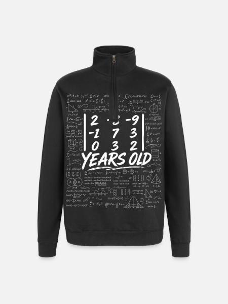 21. Jahr. Determinantenmatrix-Mathematik-Nerd lustig - Quarter-Zip-Sweatshirt - Schwarz
