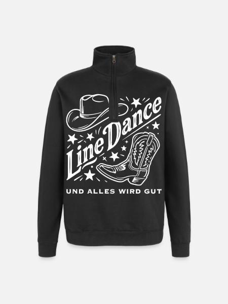 Line Dance Cowboy Flair - Quarter-Zip-Sweatshirt - Schwarz