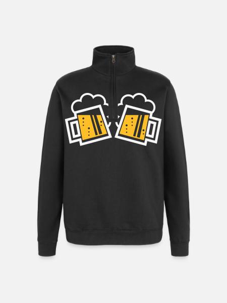 2 Bayrische Bierkrüge Prosten (Bier / NEG 2C) - Quarter-Zip-Sweatshirt - Schwarz