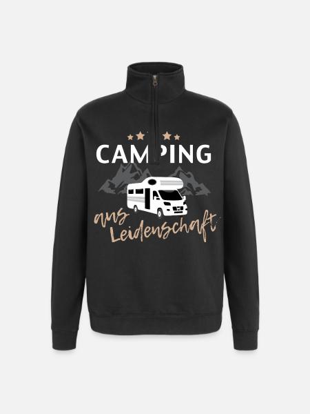 Passionate camping with caravan in Berge - Quarter-Zip Sweatshirt - black