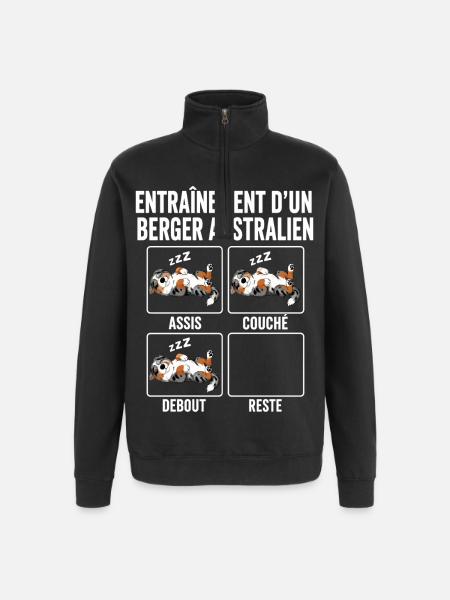 Chien Entraînement Berger Australien - Sweat à zip 1/4 - noir