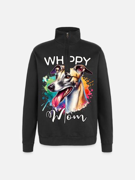 Windhund Mama - Quarter-Zip-Sweatshirt - Schwarz