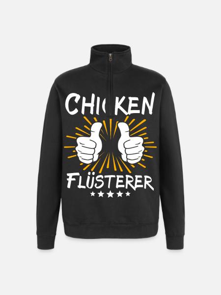 Chicken Spruch - Quarter-Zip-Sweatshirt - Schwarz