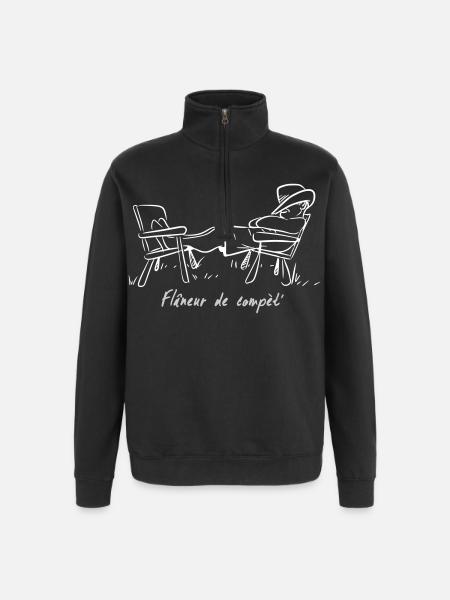 flaneur - Sweat à zip 1/4 - noir