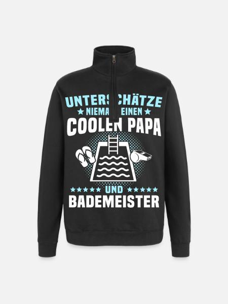 Bademeister Papa Schwimmmeister - Quarter-Zip-Sweatshirt - Schwarz