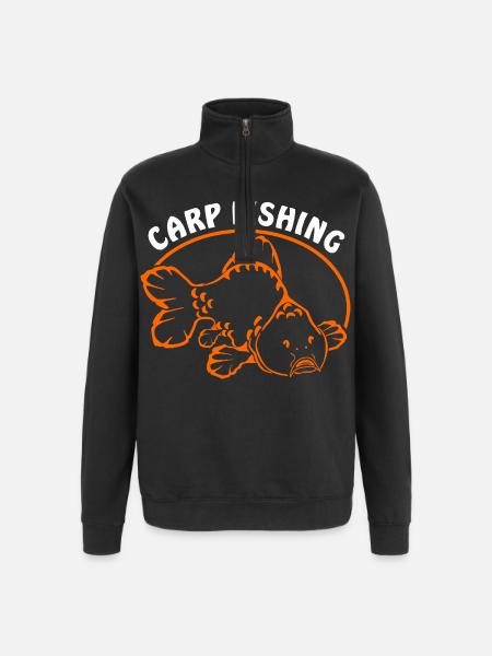 Fische_angeln_002_carp_fishing - Quarter-Zip Sweatshirt - black