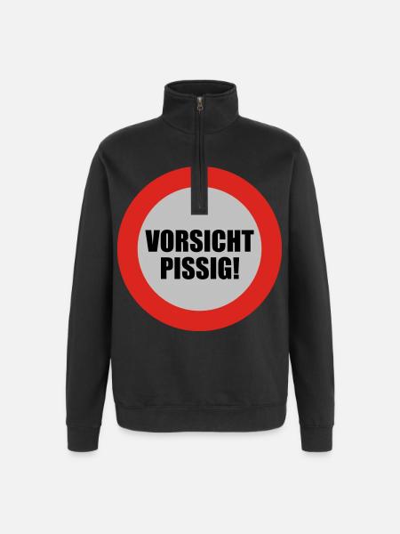 Vorsicht pissig - Quarter-Zip-Sweatshirt - Schwarz